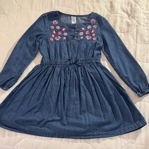 Carter's Girl’s Denim Dress Sz 6/6x with Floral Accents
